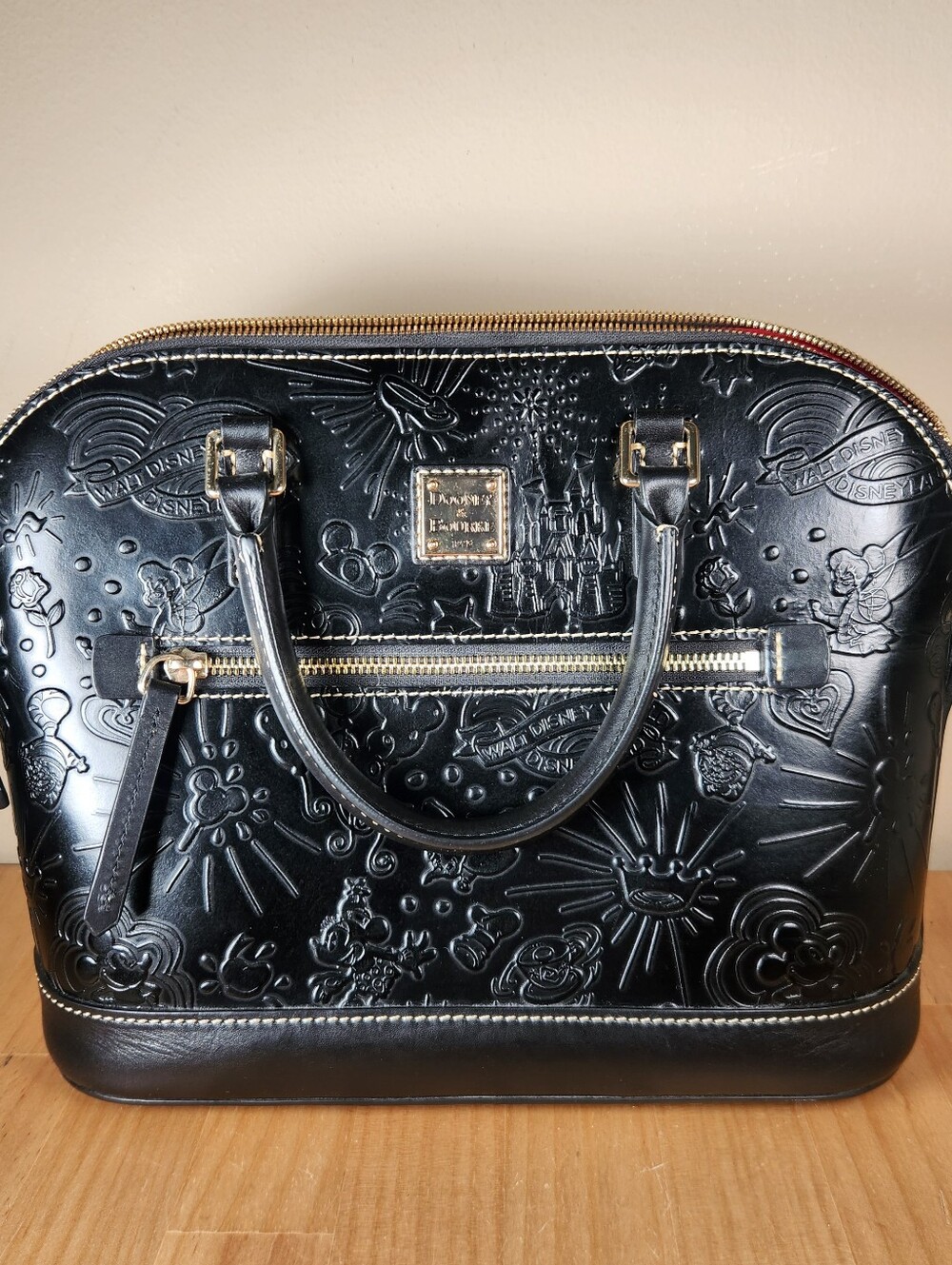 DOONEY & BOURKE Disney Sketch Handbag Black Leather Cross Body Embossed Rare
